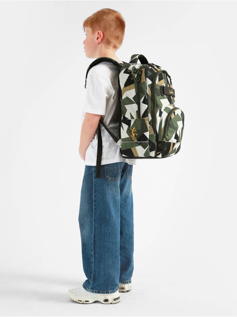 Sac À Dos 2 Compartiments Cameleon Polyester Recycle Noir Vert Blanc - Kiabi
