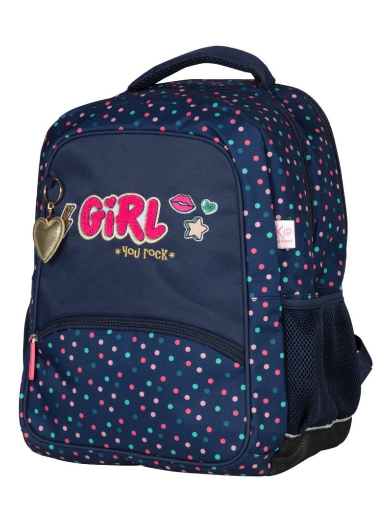 Sac à dos 2 compartiments fille KIP Girl You Rock Marine/Multicolore - Kiabi