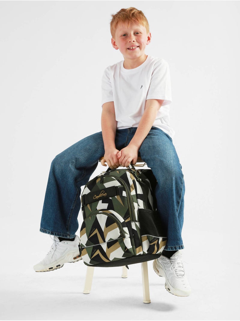 Sac À Dos 2 Compartiments Futur Cameleon Polyester Recycle Noir Vert Blanc - Kiabi