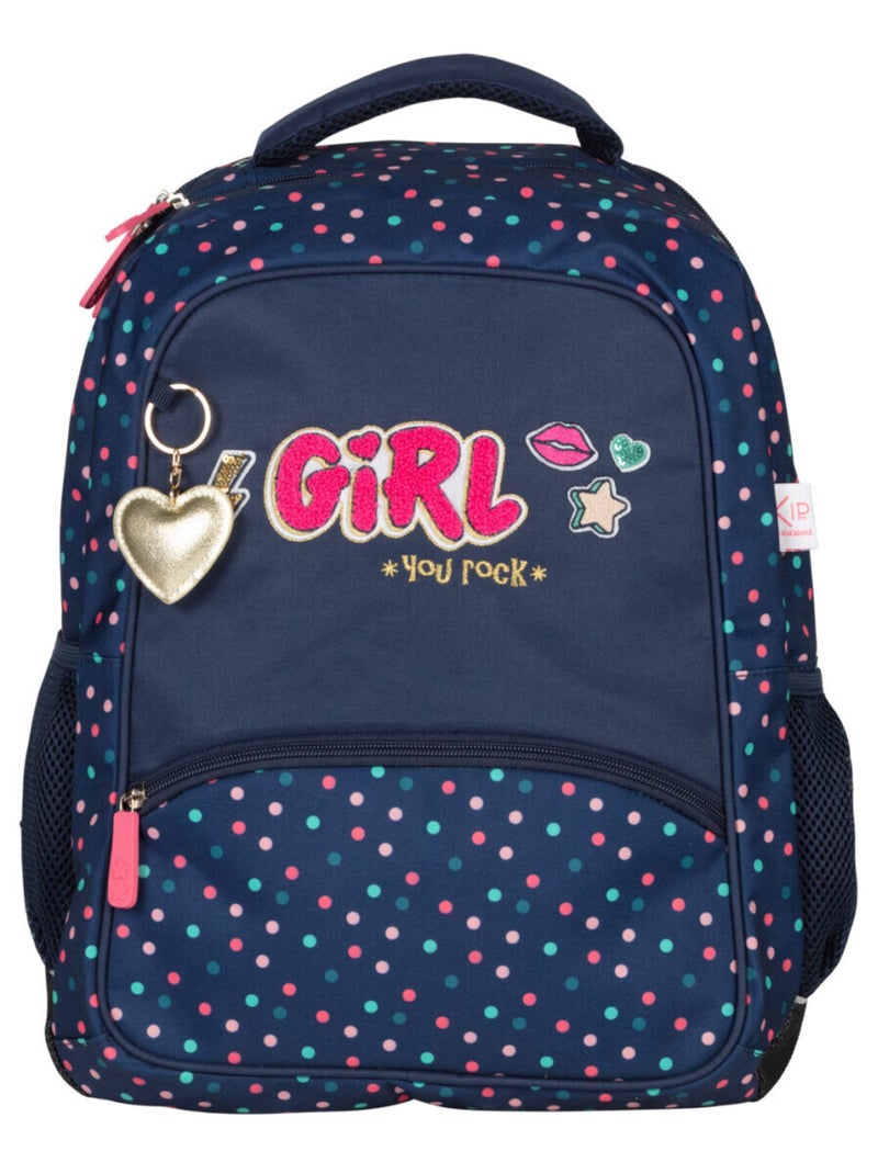 Sac à dos 2 compartiments KIP GIRL YOU ROCK Marine/Multicolore - Kiabi