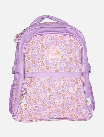 Sac à dos 2 compartiments KIP violet motif fleuri Prairie