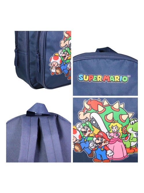 Sac à dos 31 cm avec poche maternelle  Super Mario Bleu - Kiabi