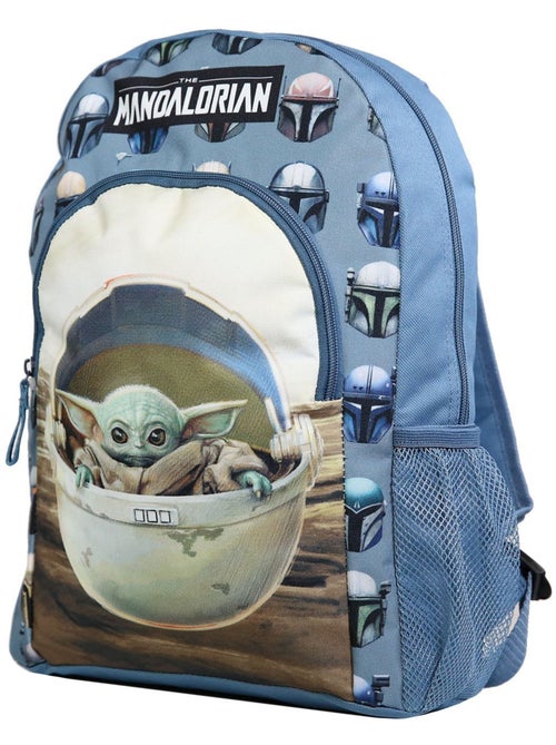 Sac à dos 37 cm avec poche Baby Yoda Star Wars / The Mandalorian Bleu et Beige Bagtrotter - Kiabi