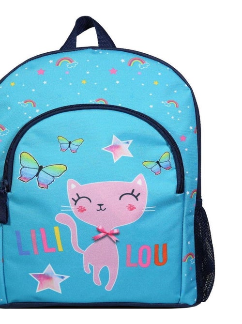 Sac à dos 37 cm avec poche Lili Lou Chat Bleu Bagtrotter - Kiabi