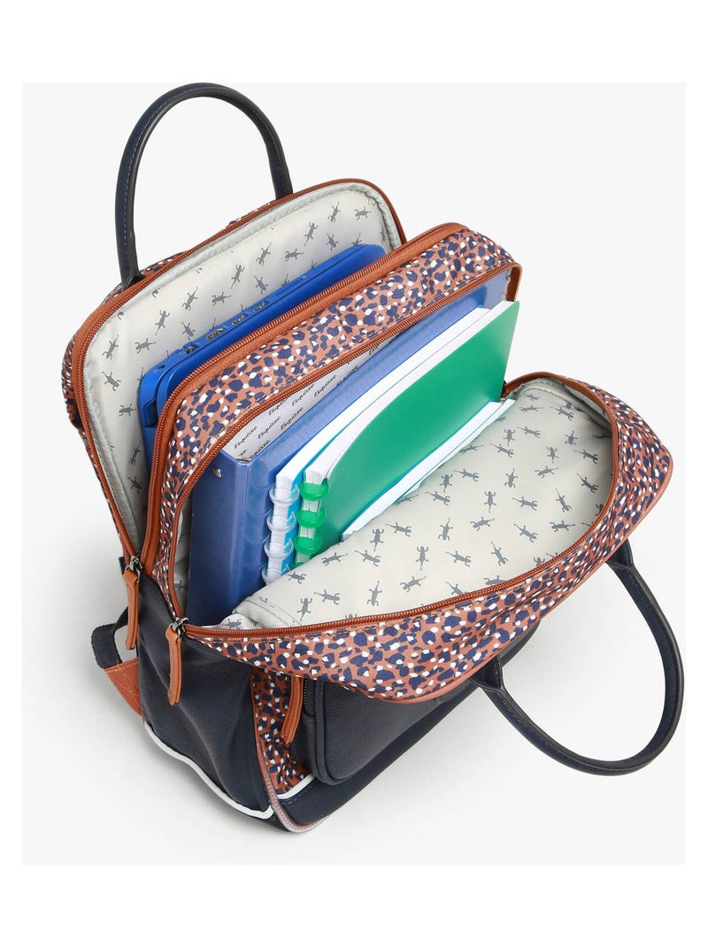 Sac à dos 37cm Caméléon Vintage Fantasy avec 2 compartiments - CP/CE1/CE2 Blanc Marron - Kiabi
