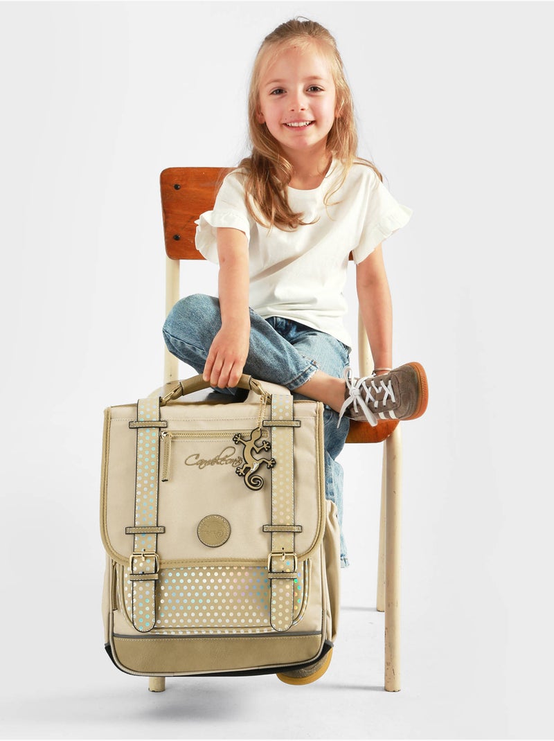 Sac à dos 39cm Caméléon Vintage Fantasy avec 2 compartiments - CM1/CM2 Beige argile - Kiabi