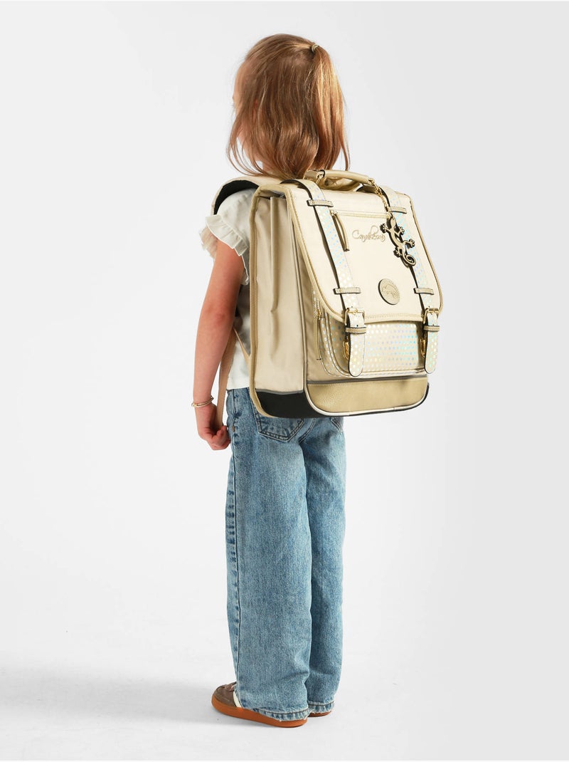 Sac à dos 39cm Caméléon Vintage Fantasy avec 2 compartiments - CM1/CM2 Beige argile - Kiabi