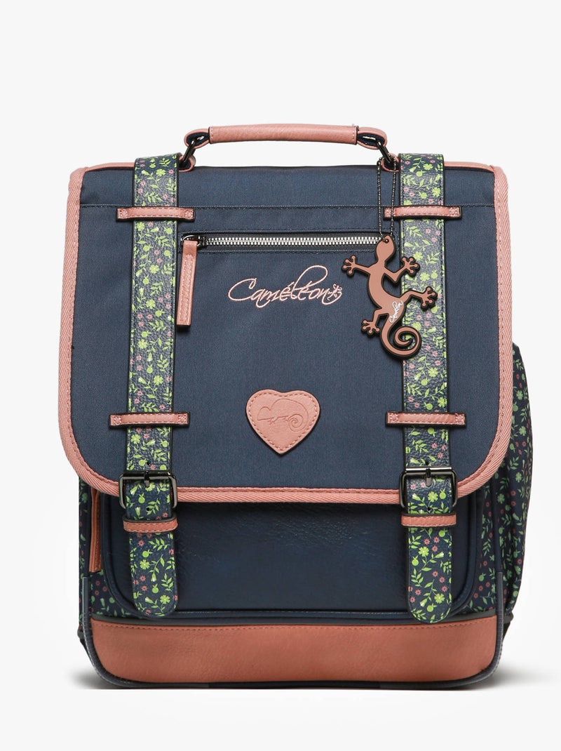 Sac à dos 39cm Caméléon Vintage Fantasy avec 2 compartiments - CM1/CM2 Bleu Rose foncé - Kiabi