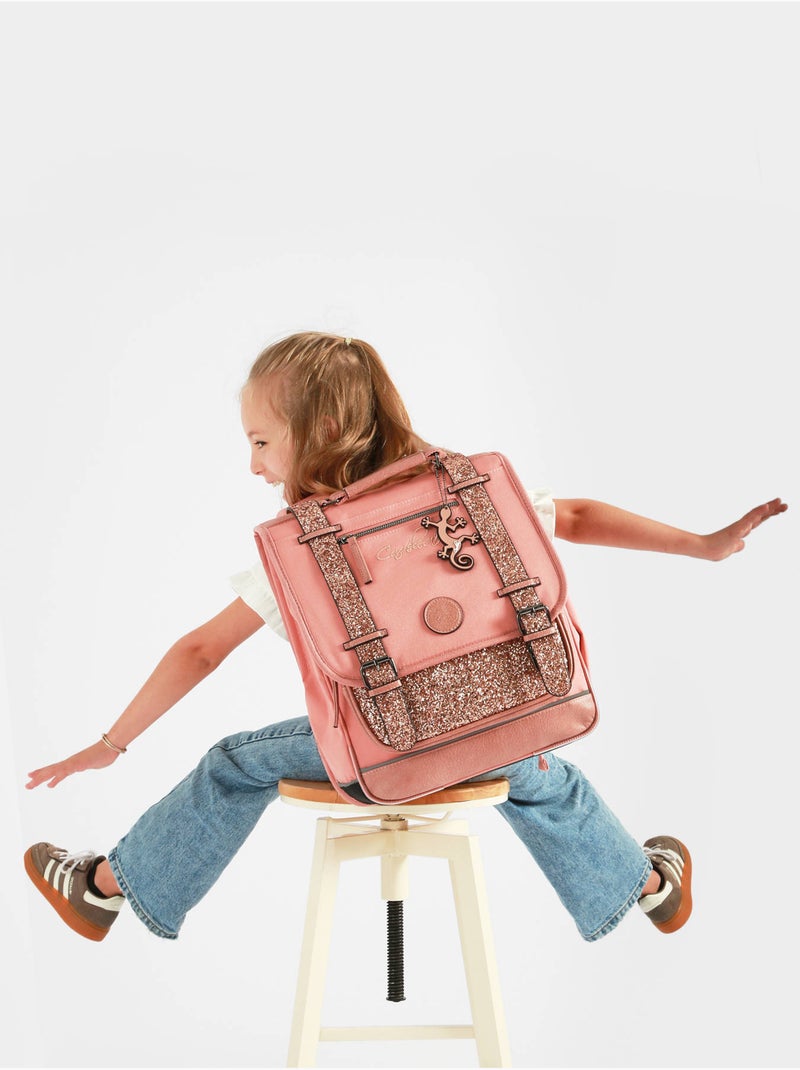 Sac à dos 39cm Caméléon Vintage Fantasy avec 2 compartiments - CM1/CM2 Rose bonbon - Kiabi