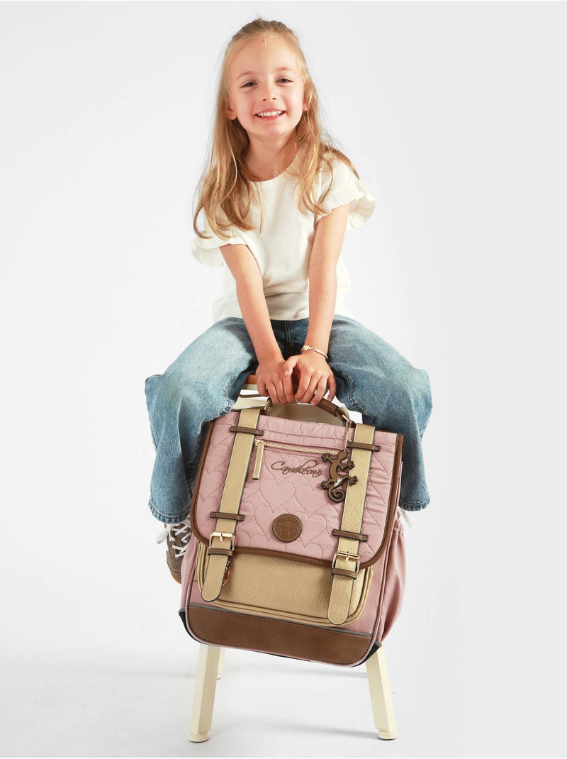 Sac à dos 39cm Caméléon Vintage Fantasy avec 2 compartiments - CM1/CM2 Rose/Jaune - Kiabi