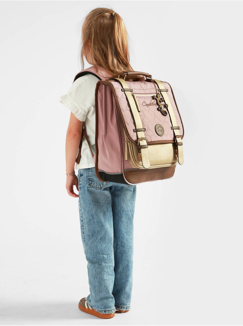 Sac à dos 39cm Caméléon Vintage Fantasy avec 2 compartiments - CM1/CM2 Rose/Jaune - Kiabi