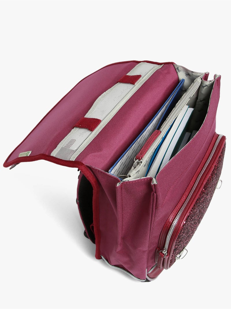 Sac à dos 39cm Caméléon Vintage Fantasy avec 2 compartiments - CM1/CM2 Rouge cerise - Kiabi
