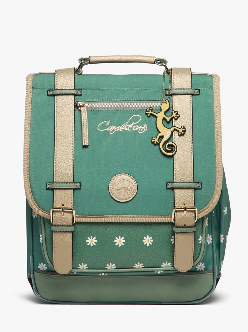 Sac à dos 39cm Caméléon Vintage Fantasy avec 2 compartiments - CM1/CM2 Vert Sauge - Kiabi