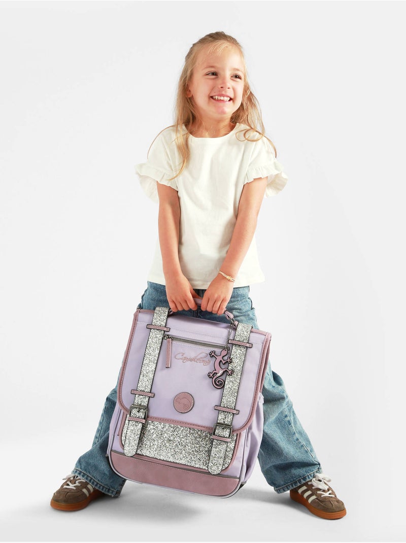Sac à dos 39cm Caméléon Vintage Fantasy avec 2 compartiments - CM1/CM2 Violet clair - Kiabi