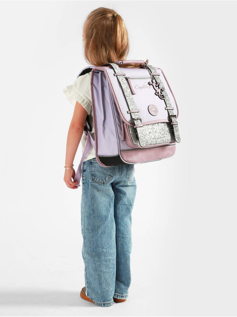 Sac à dos 39cm Caméléon Vintage Fantasy avec 2 compartiments - CM1/CM2 Violet clair - Kiabi