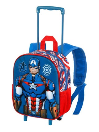Sac à dos 3D à Roulettes Petit - Marvel Captain America First - Bleu - Taille Unique