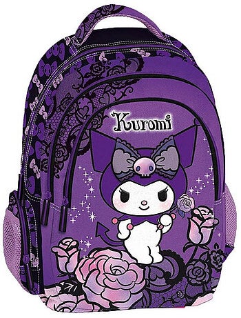 Sac à dos 42 cm 'Kuromi' fleurs - 2 compartiments zippés La boutique des toons