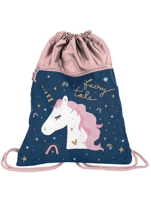 Sac à dos à cordons PASO licorne et conte de fées 45 x 34 cm à zip - Kiabi