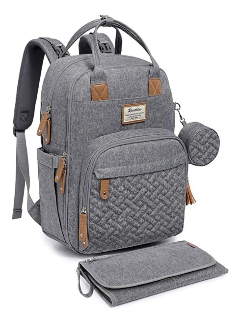 Sac à dos à langer bébé multifonctions avec pochette de change Gris clair - Kiabi