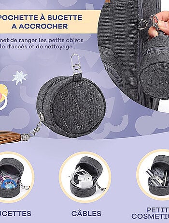 Sac à dos à langer bébé multifonctions avec pochette de change