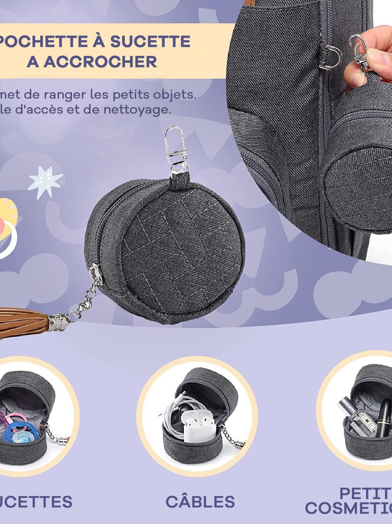 Sac à dos à langer bébé multifonctions avec pochette de change Gris foncé - Kiabi