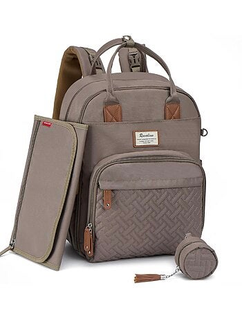 Sac à dos à langer bébé multifonctions avec pochette de change nomade