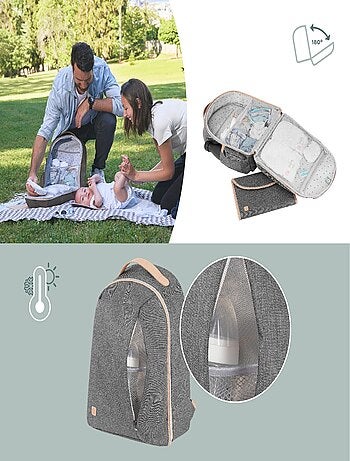 Sac à dos à langer Le Pyla Smokey - Matelas à langer inclus - isotherme 'Babymoov'
