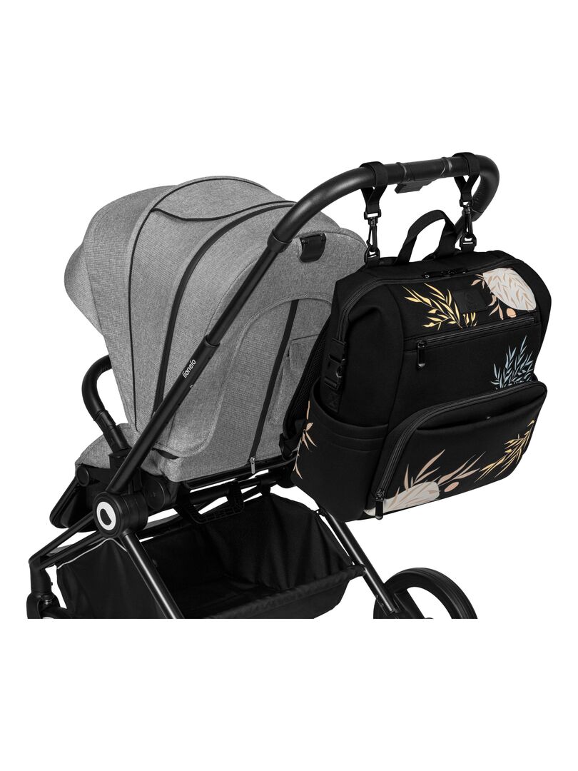Organisateur Poussette Universel Noir – Sac Rangement Bandoulière + Porte-Gobelets