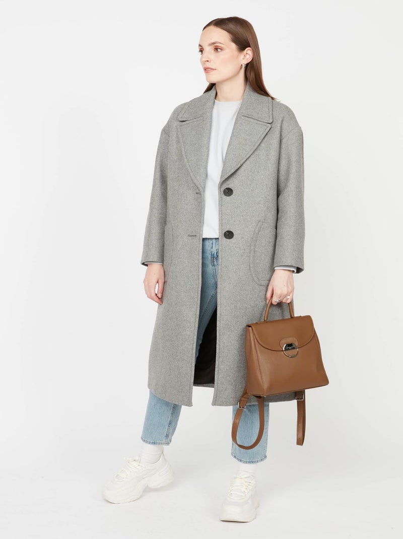 Sac à dos A rabat avec fermoir Pia Lancaster Marron - Kiabi