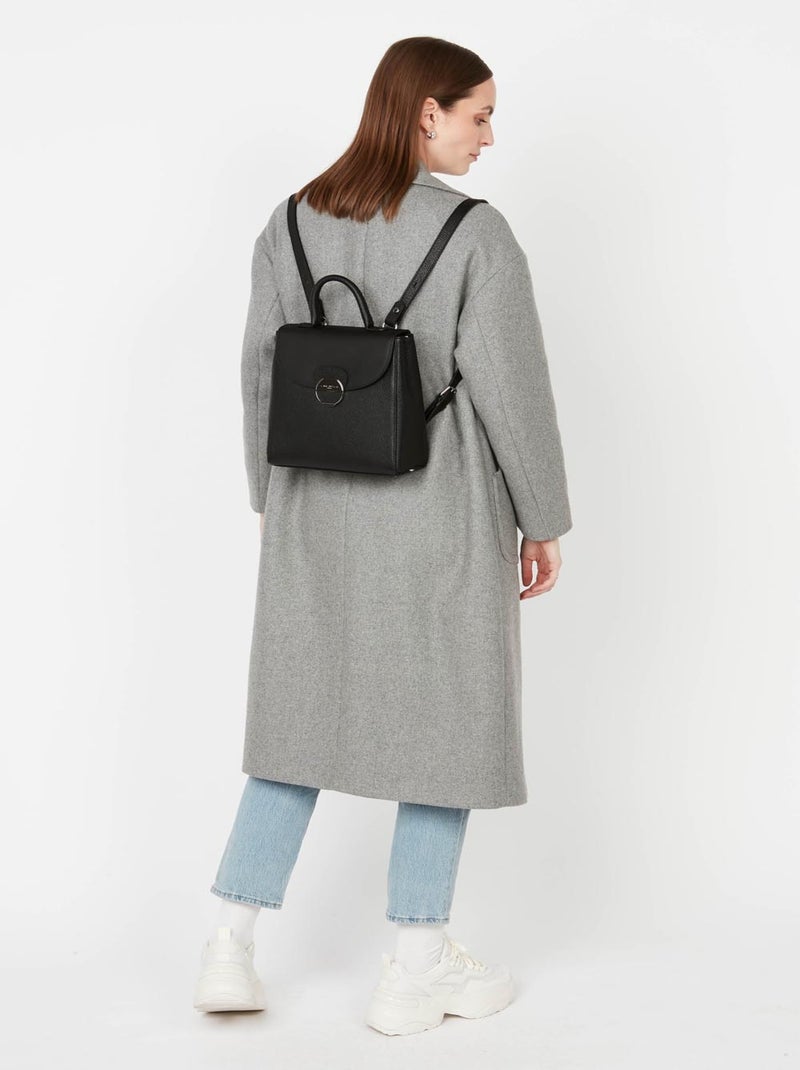 Sac à dos A rabat avec fermoir Pia Lancaster Noir - Kiabi