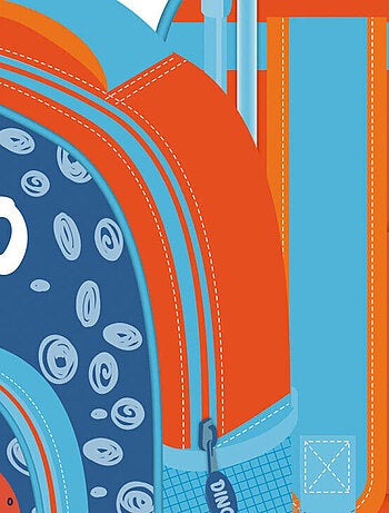 Sac à dos à roulettes - Dinosaures - 24x36x12 cm