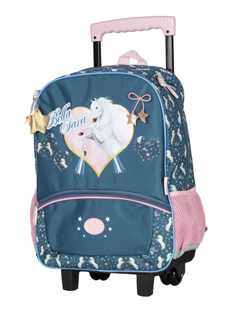 Sac à dos à roulettes - Motif cheval blanc - Bella Sara Violet - Kiabi