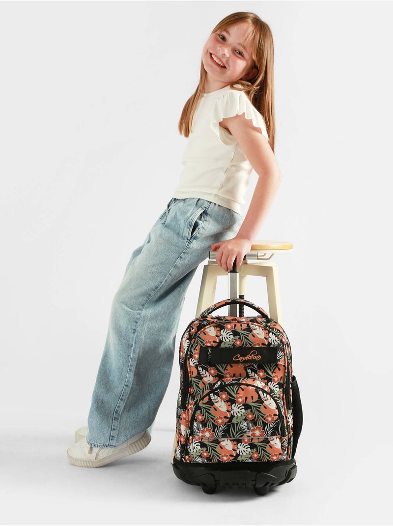 Sac A Dos À Roulettes 2 Compartiments Cameleon Polyester Recycle Noir Orange clair Blanc - Kiabi