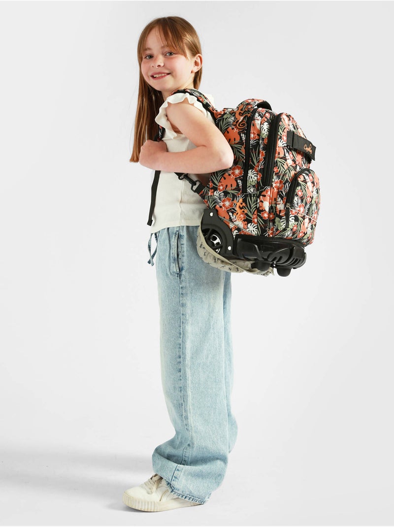 Sac A Dos À Roulettes 2 Compartiments Cameleon Polyester Recycle Noir Orange clair Blanc - Kiabi