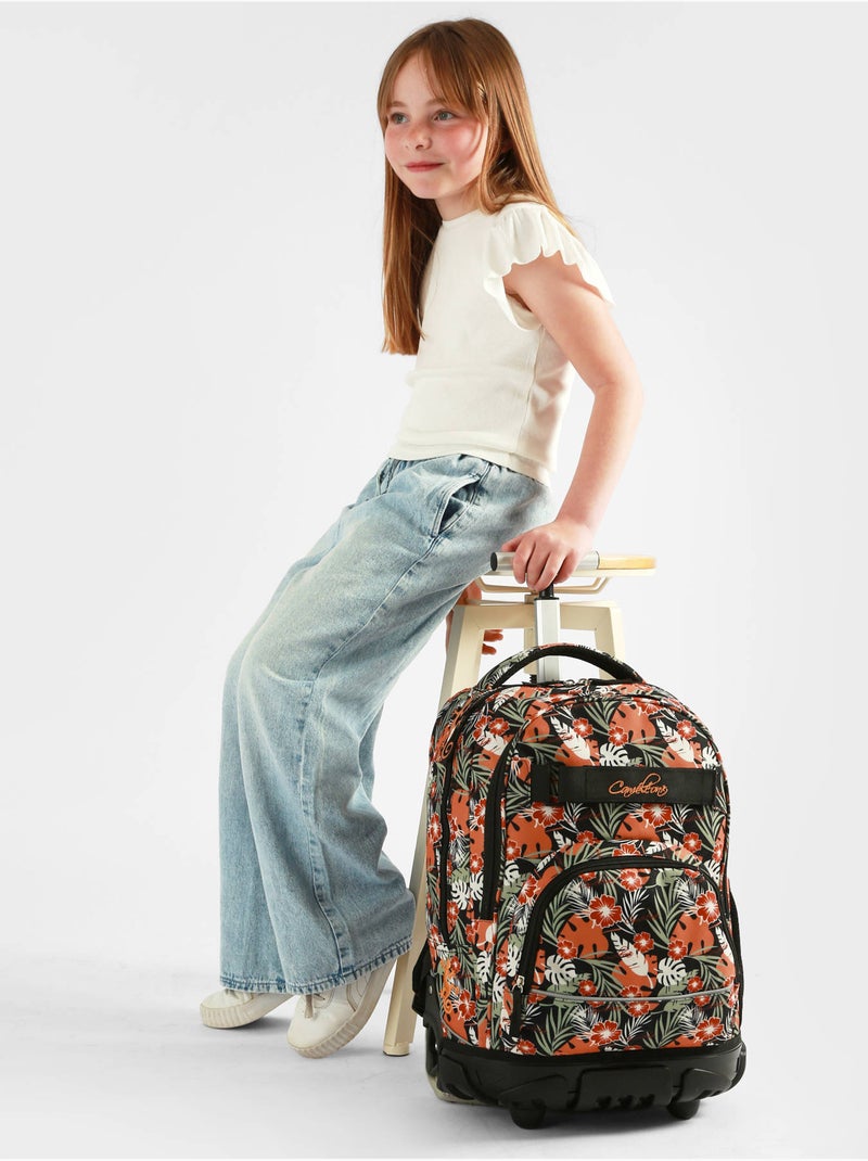 Sac A Dos À Roulettes 2 Compartiments Cameleon Polyester Recycle Noir Orange clair Blanc - Kiabi