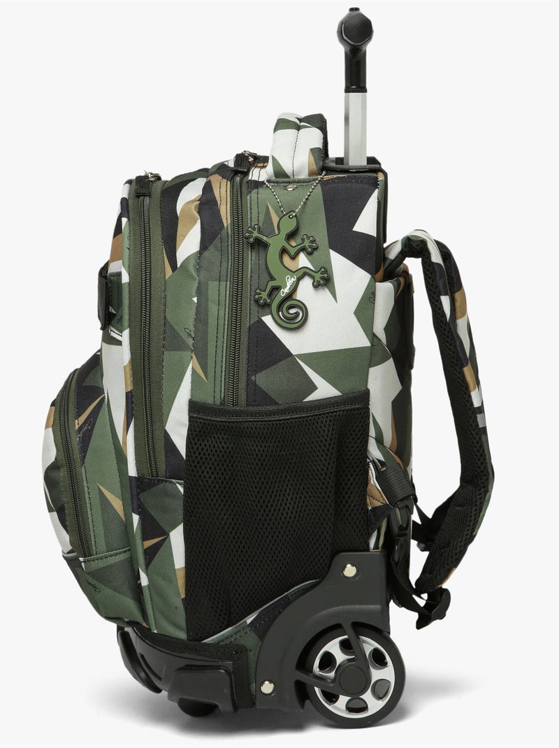 Sac A Dos À Roulettes 2 Compartiments Futur Cameleon Polyester Recycle Noir Vert Blanc - Kiabi