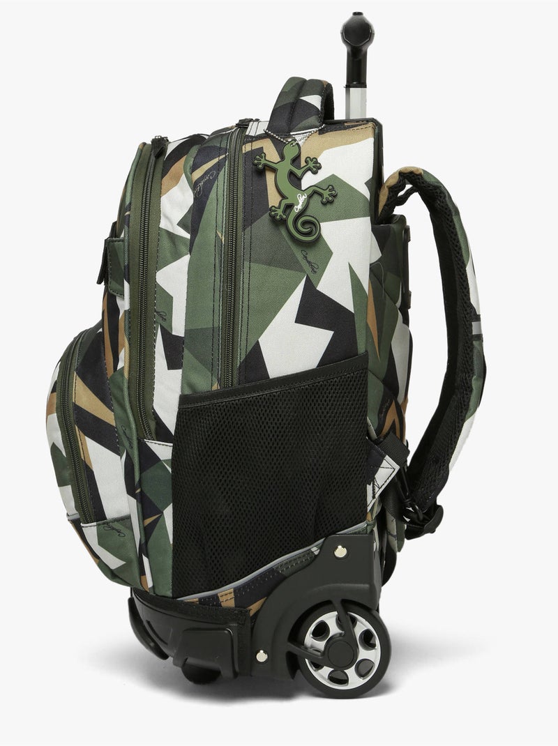 Sac A Dos À Roulettes 2 Compartiments Futur Cameleon Polyester Recycle Noir Vert Blanc - Kiabi
