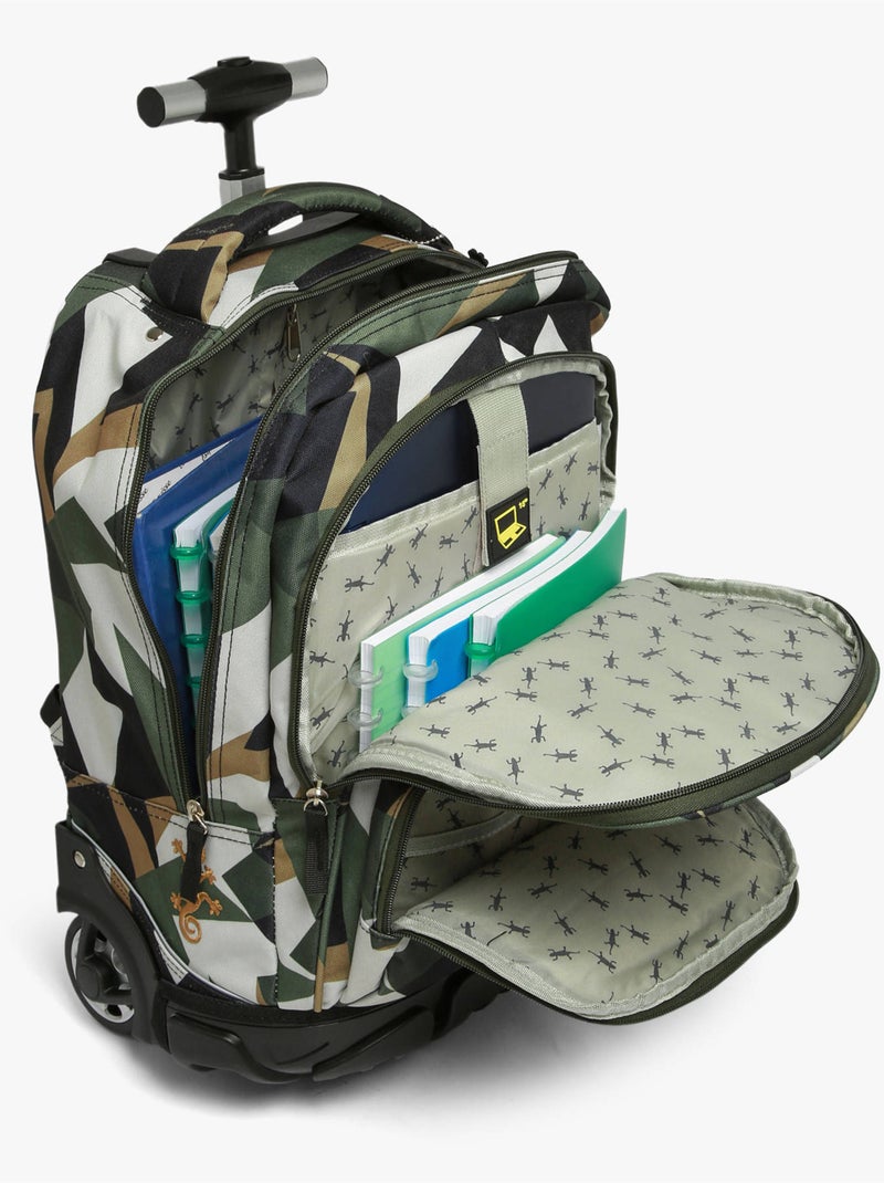 Sac A Dos À Roulettes 2 Compartiments Futur Cameleon Polyester Recycle Noir Vert Blanc - Kiabi