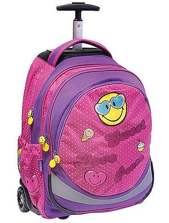 Sac à dos à roulettes 2 roues Smiley World 45 cm – poignée télescopique