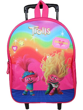 Sac à dos à roulettes 32 cm maternelle Les Trolls Rose