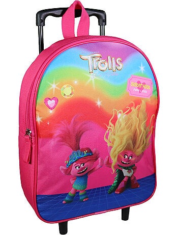 Sac à dos à roulettes 32 cm maternelle Les Trolls Rose