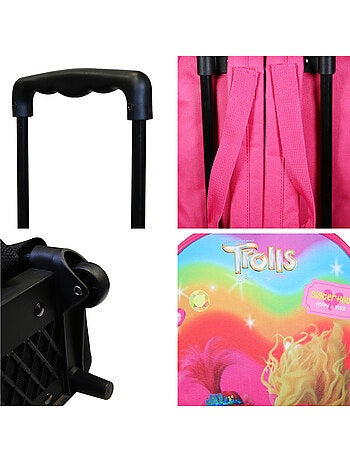 Sac à dos à roulettes 32 cm maternelle Les Trolls Rose