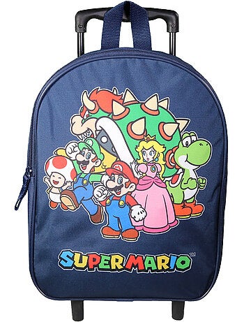 Sac à dos à roulettes 32 cm maternelle Super Mario Bleu