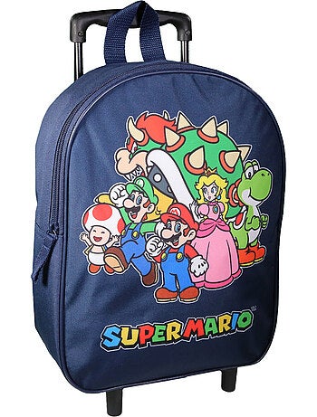 Sac à dos à roulettes 32 cm maternelle Super Mario Bleu