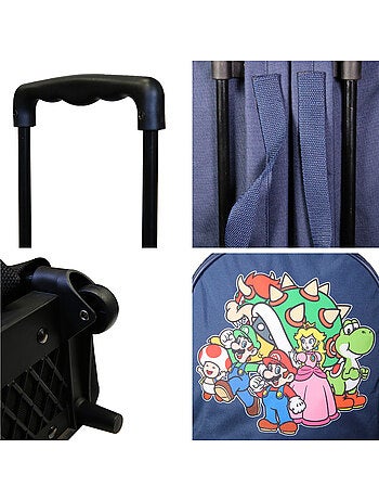 Sac à dos à roulettes 32 cm maternelle Super Mario Bleu