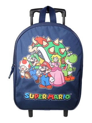 Sac à dos à roulettes 32 cm maternelle Super Mario Bleu