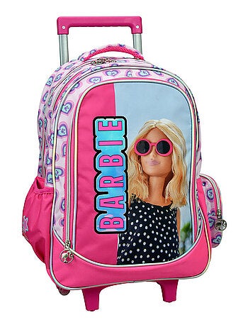 Sac à dos à roulettes 46 cm - imprimé barbie - licence officielle