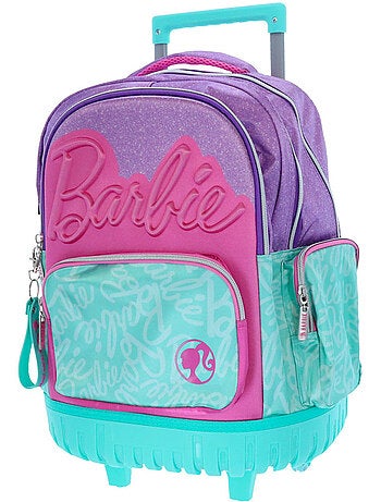 Sac à dos à roulettes Barbie 4 roues pailleté 46 cm