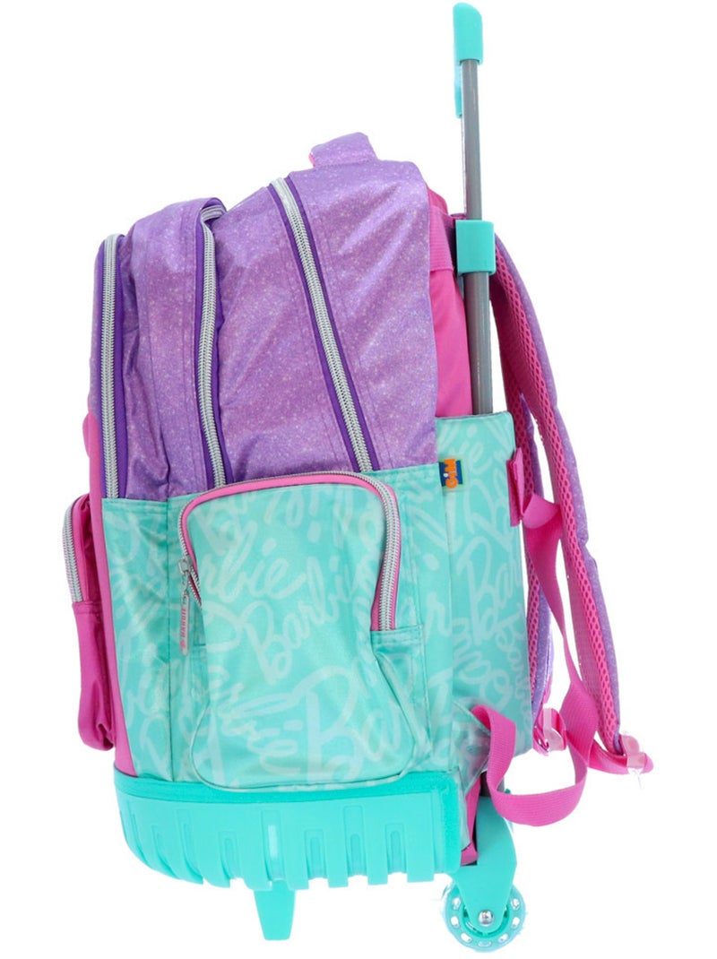 Sac à dos à roulettes Barbie 4 roues pailleté 46 cm Turquoise - Kiabi