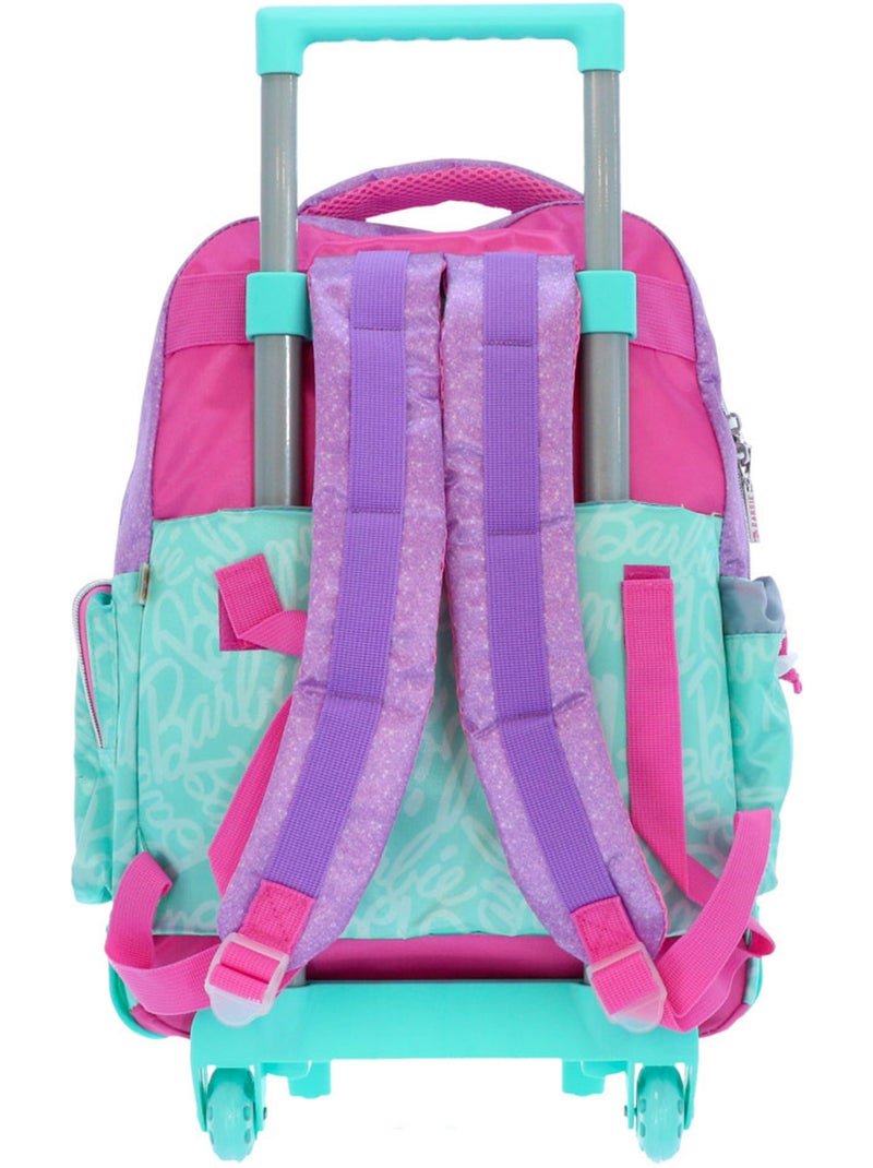 Sac à dos à roulettes Barbie 4 roues pailleté 46 cm Turquoise - Kiabi